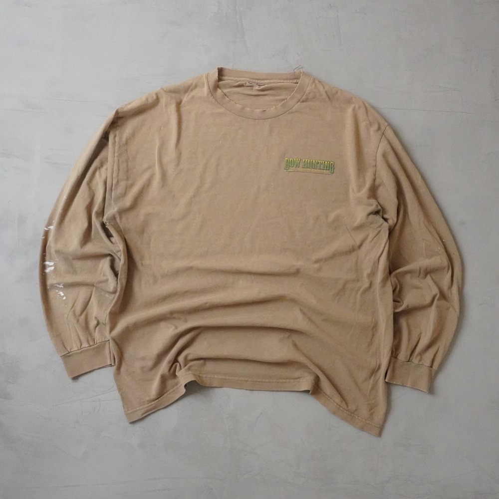 Vintage Deer Bow Hunting Long Sleeve T-Shirt Tan XL Faded Distressed - Picture 2 of 8